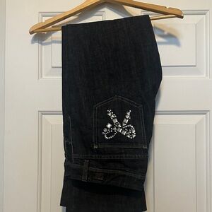 Juicy Couture Black Boot Cut Jeans with Embellished Pocket